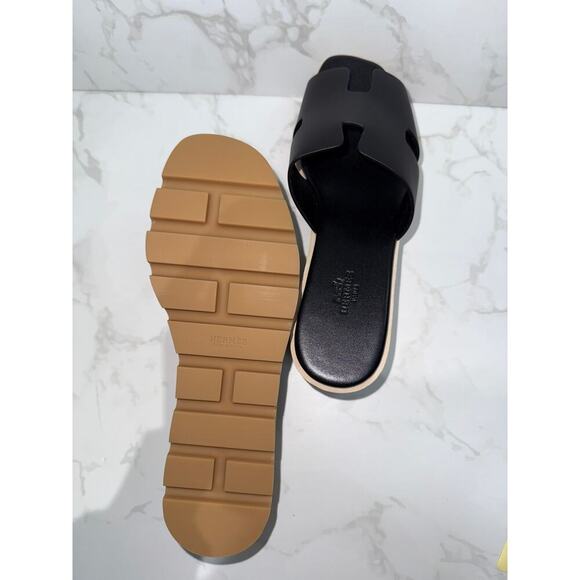 Hermès H Wedge Sandals in Black - Picture 2 of 6